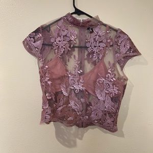 Lace Pink Zip Shirt